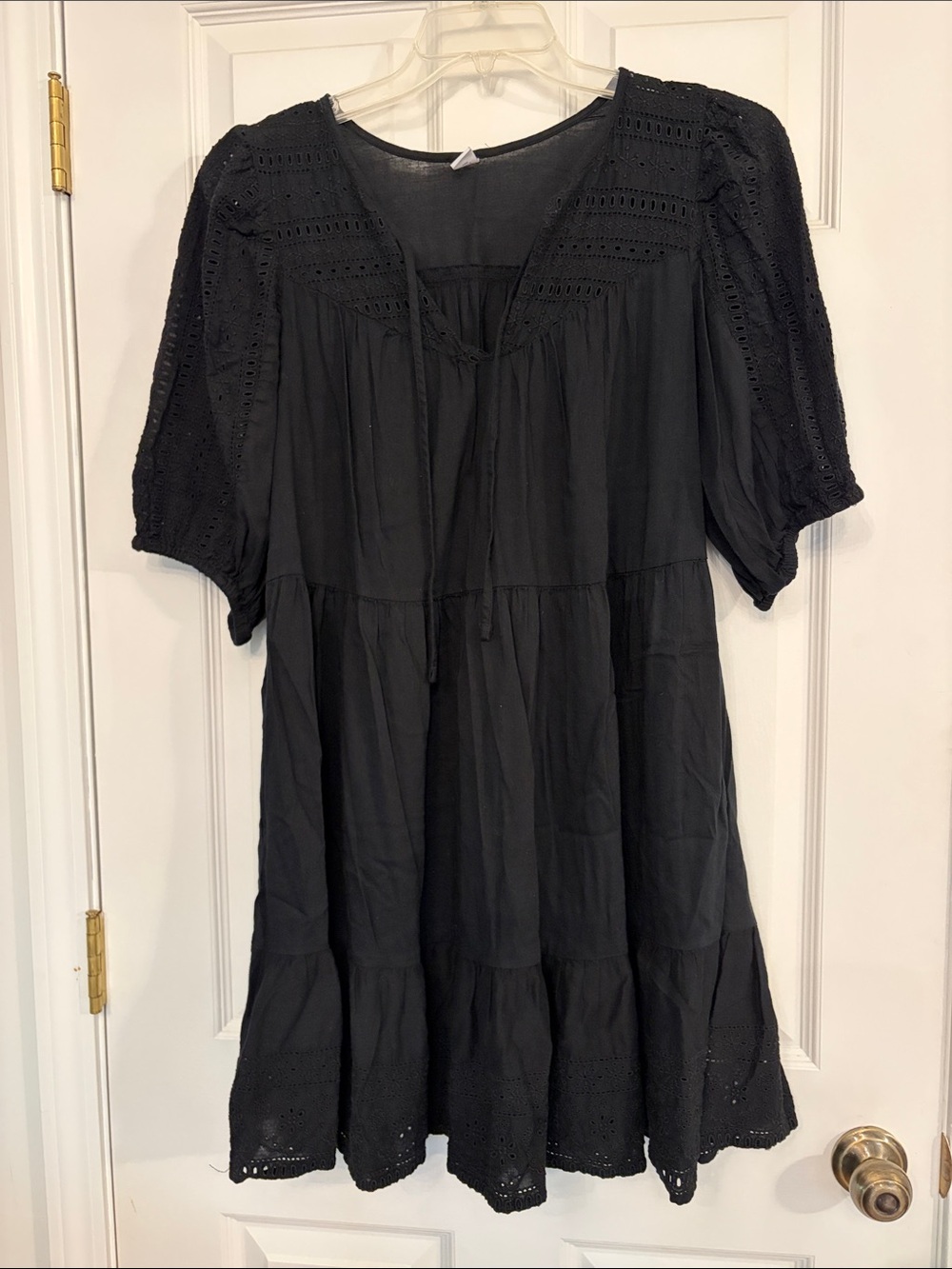 Old Navy Black Tiered Eyelet Mini Dress